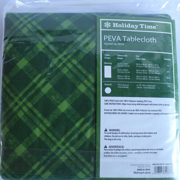Holiday Time Santa Scene Peva Tablecloth Oblong  52" X 70" - Picture 4 of 5